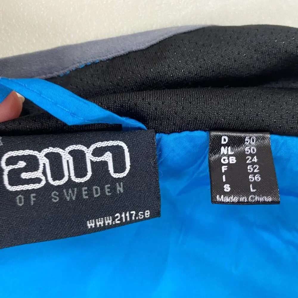 2117 of Sweden Jacket Men Large Blue Windbreaker Lightweight Full Zip Activewear